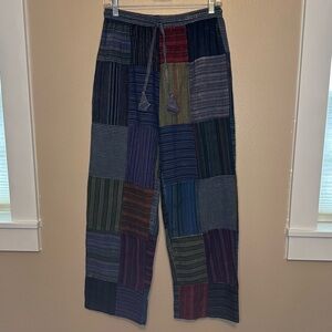 Culture Shop Boho Hippie Festival Patchwork Ankle Pants Size Medium 100% Cotton